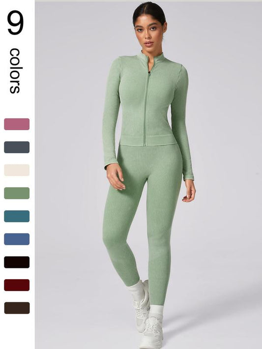 Women'S Plain Tracksuit Set, Comfort Sports Zip up Crop Jacket & High Waist Leggings, Ladies Spring & Fall Clothes, Gym Wear, Sweatsuit, Outfit Sets for Women, Yoga Clothes Set, Athletic Tracksuit, Elegant Gym Outfits, Workout Sets for Women