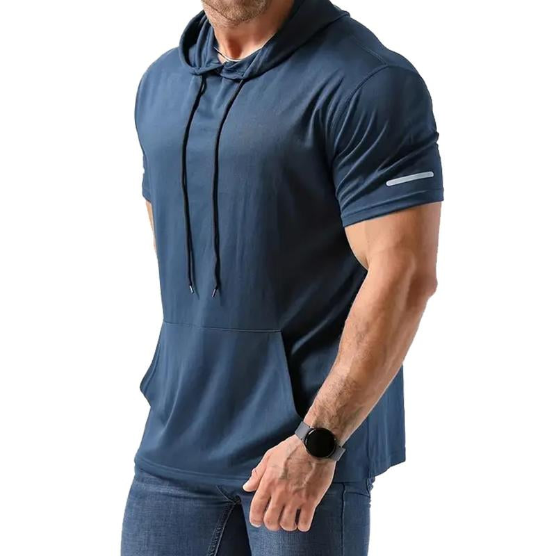 Men'S Muscle Moisture Wicking Shortsleeve Athletic T-Shirt Solid Color Versatile Casual Workout Essentials Hoodie-Beige Plain Springtok Activewear Training Menswear