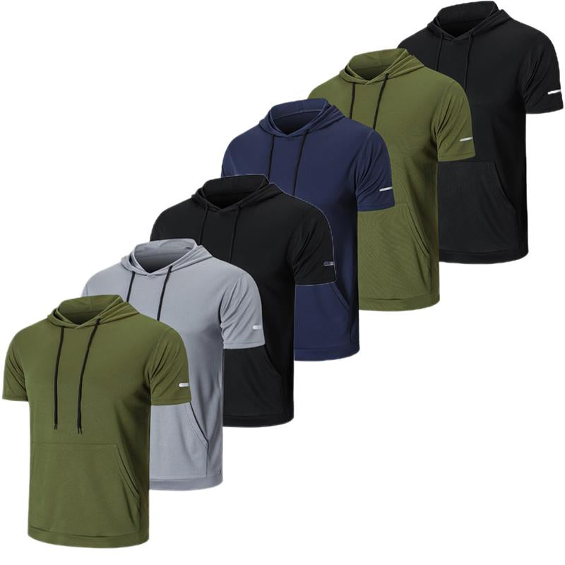 Men'S Muscle Moisture Wicking Shortsleeve Athletic T-Shirt Solid Color Versatile Casual Workout Essentials Hoodie-Beige Plain Springtok Activewear Training Menswear