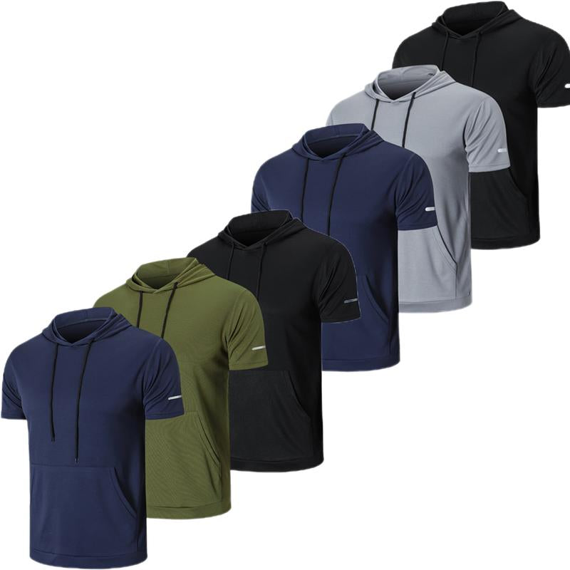 Men'S Muscle Moisture Wicking Shortsleeve Athletic T-Shirt Solid Color Versatile Casual Workout Essentials Hoodie-Beige Plain Springtok Activewear Training Menswear