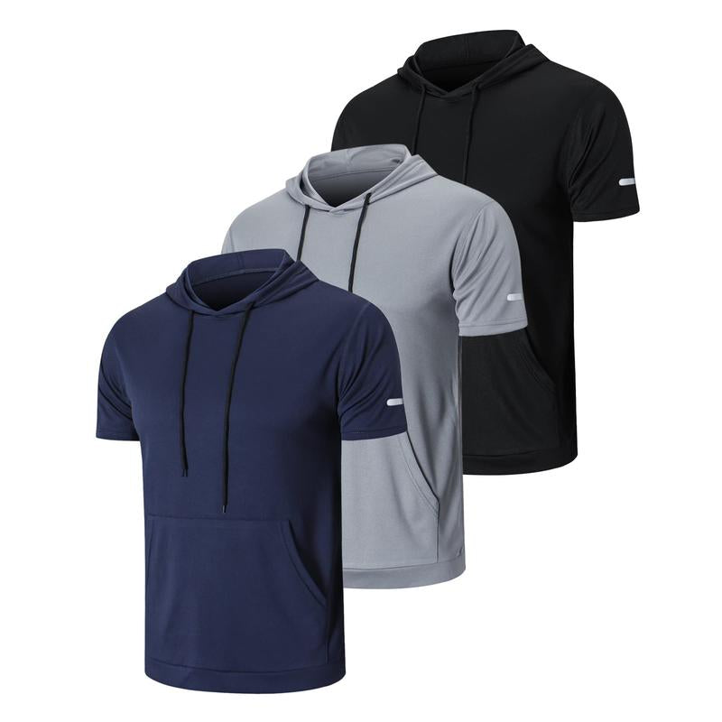 Men'S Muscle Moisture Wicking Shortsleeve Athletic T-Shirt Solid Color Versatile Casual Workout Essentials Hoodie-Beige Plain Springtok Activewear Training Menswear