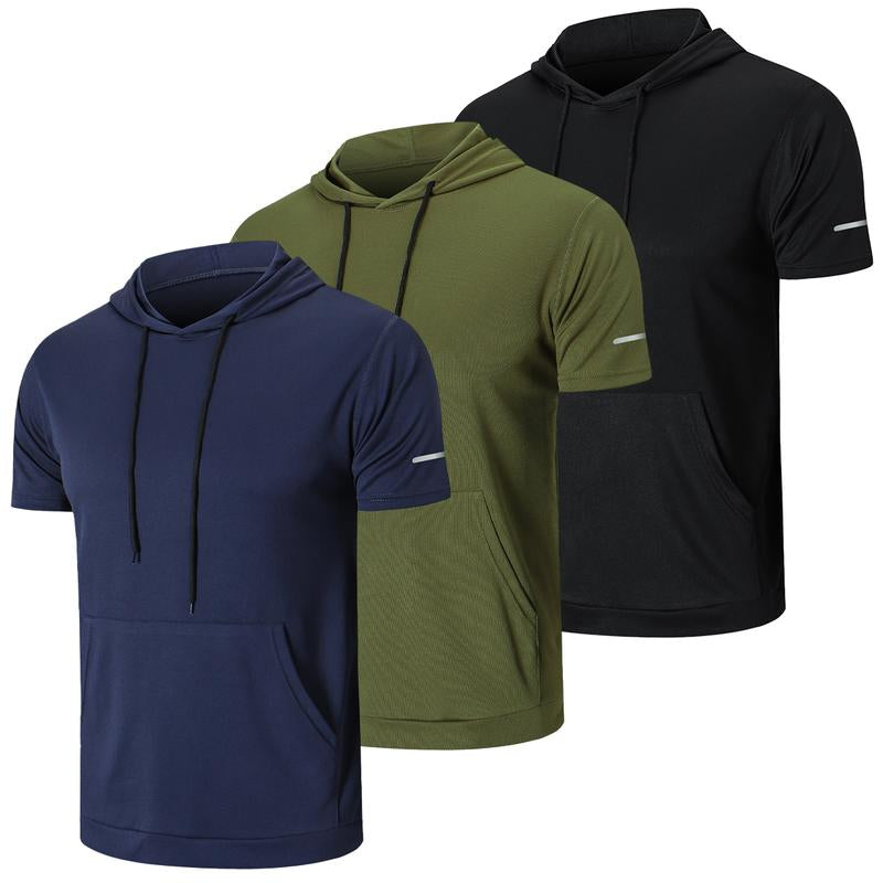 Men'S Muscle Moisture Wicking Shortsleeve Athletic T-Shirt Solid Color Versatile Casual Workout Essentials Hoodie-Beige Plain Springtok Activewear Training Menswear