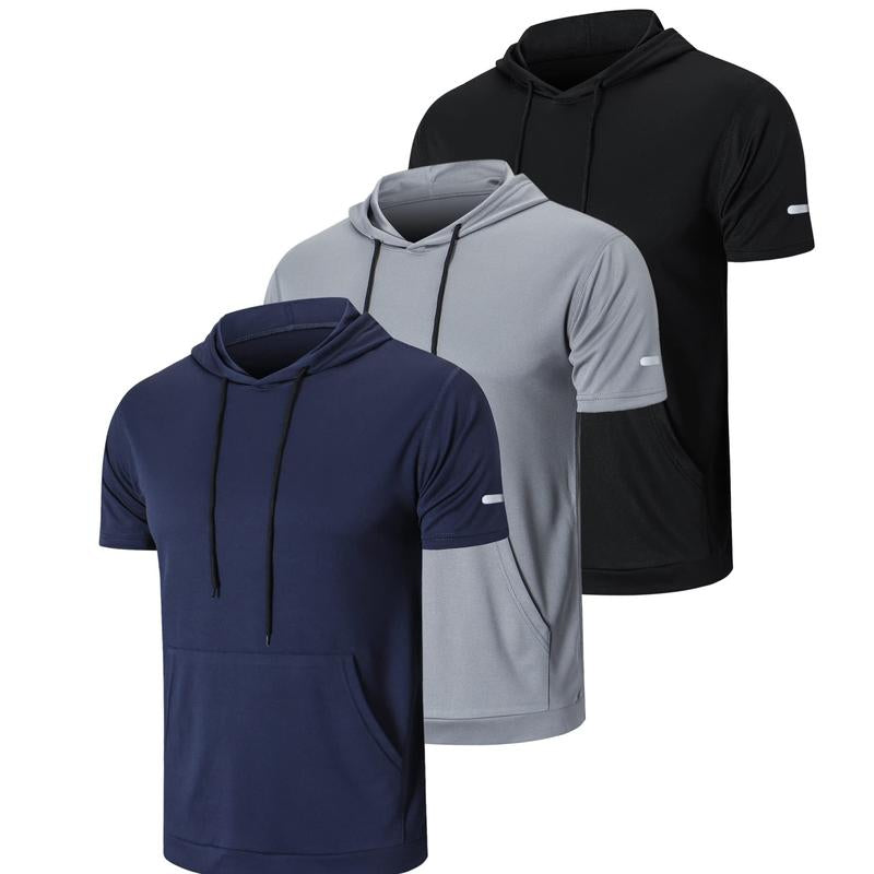 Men'S Muscle Moisture Wicking Shortsleeve Athletic T-Shirt Solid Color Versatile Casual Workout Essentials Hoodie-Beige Plain Springtok Activewear Training Menswear